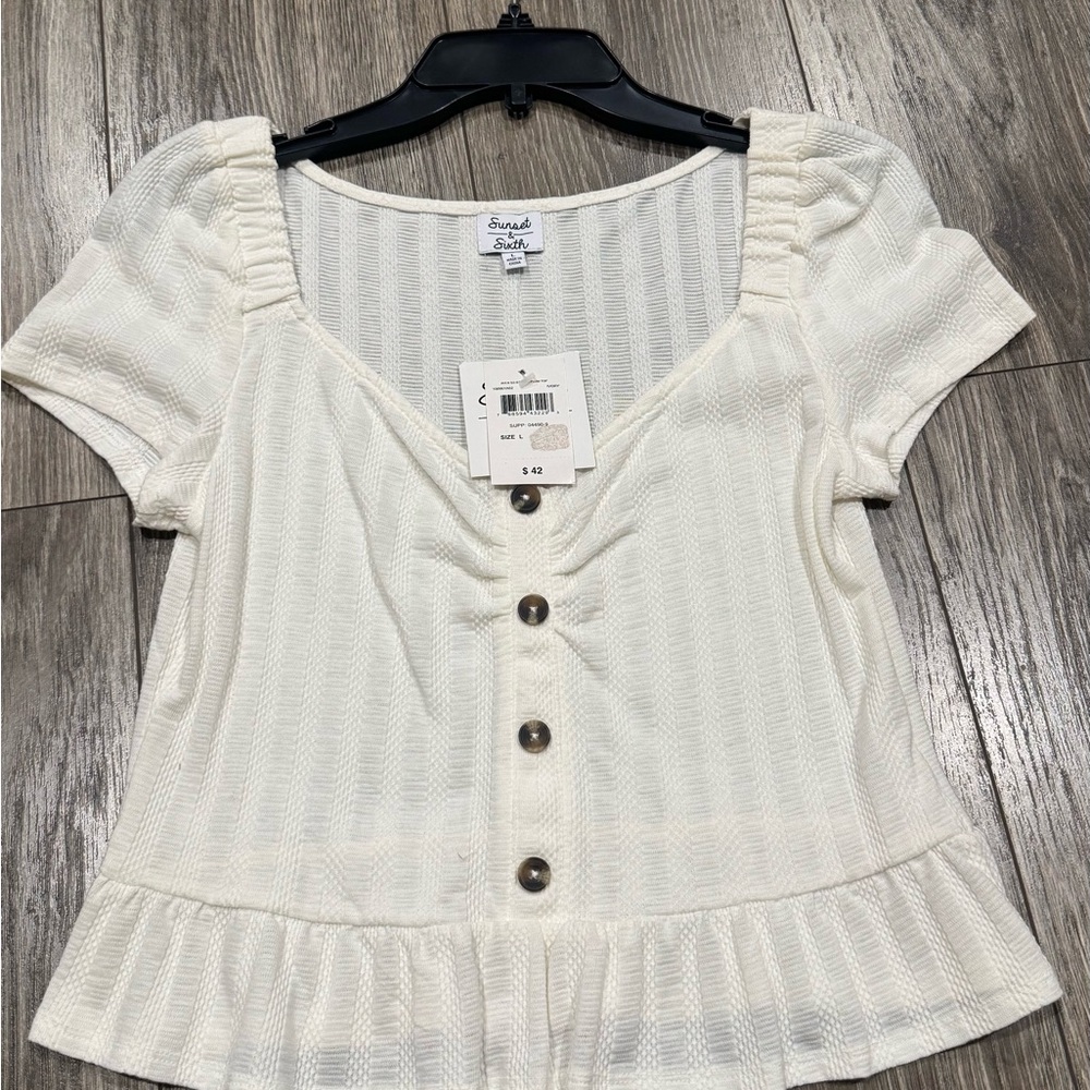 Elegant Cream Button-Front Blouse